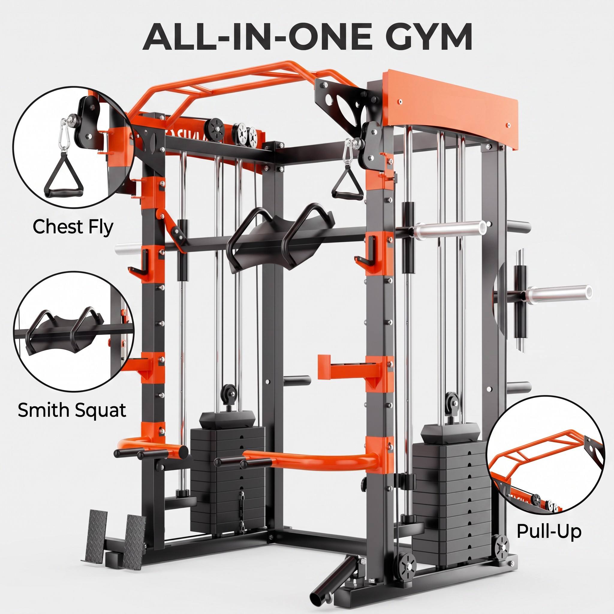 6-in-1 Smith Machine with Cabl - Home Gym With Smith Machine review and price