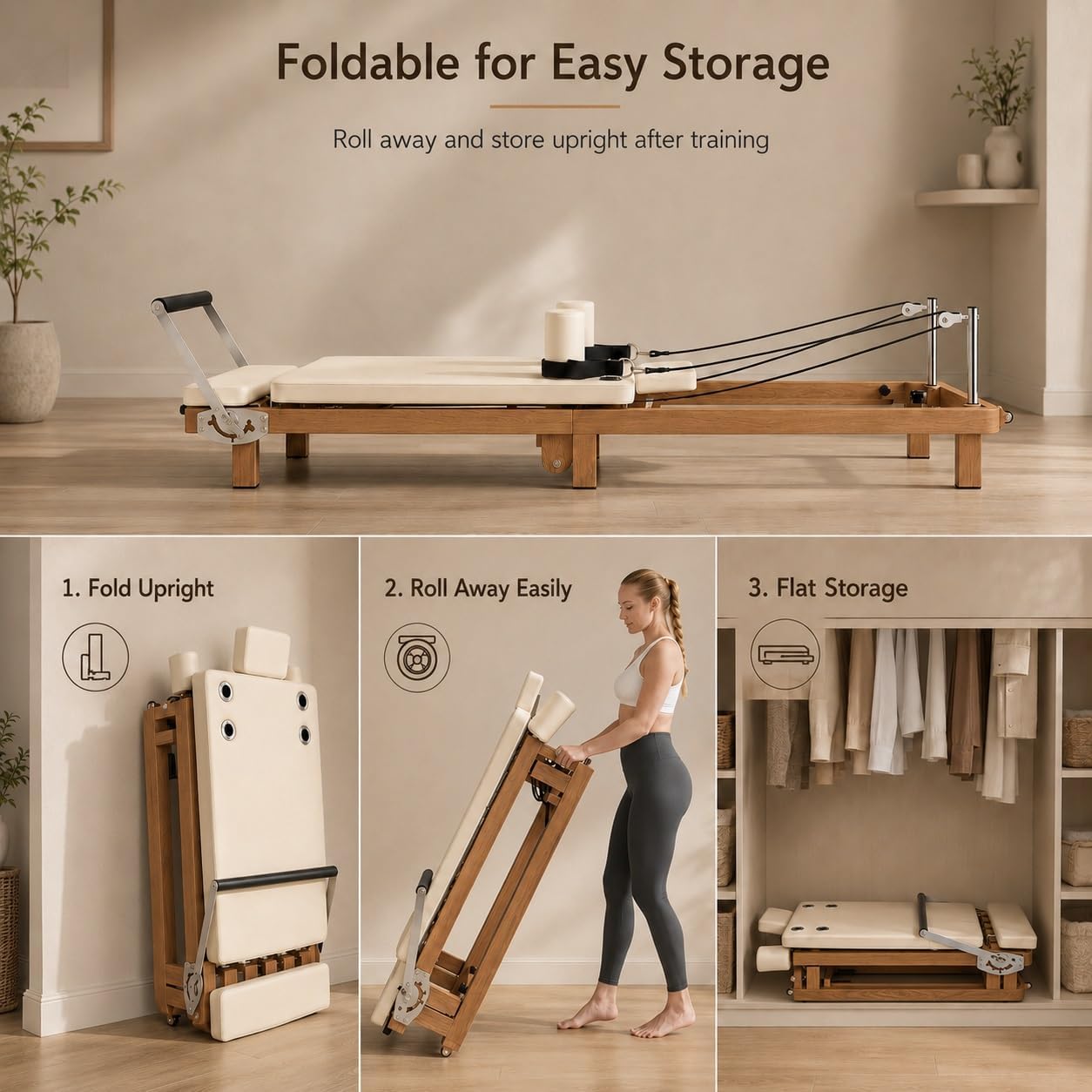 Foldable Pilates Reformer, Hom - Home Gym Leg Machine review and price