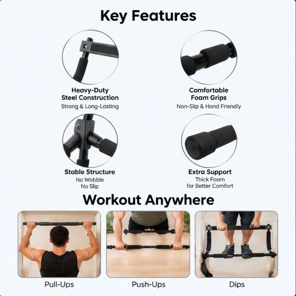 Doorway Pull Up Bar for Home G - Home Gym Upper Body Workout review and price