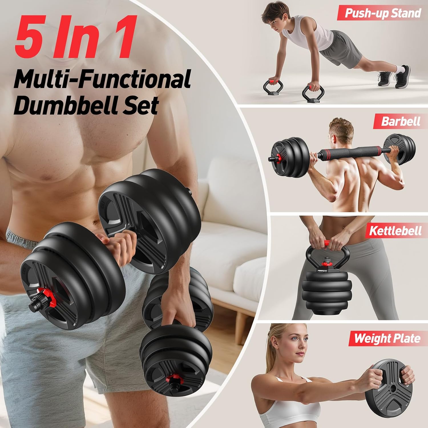 Adjustable dumbbell set,55lbs  - Home Gym Used review and price